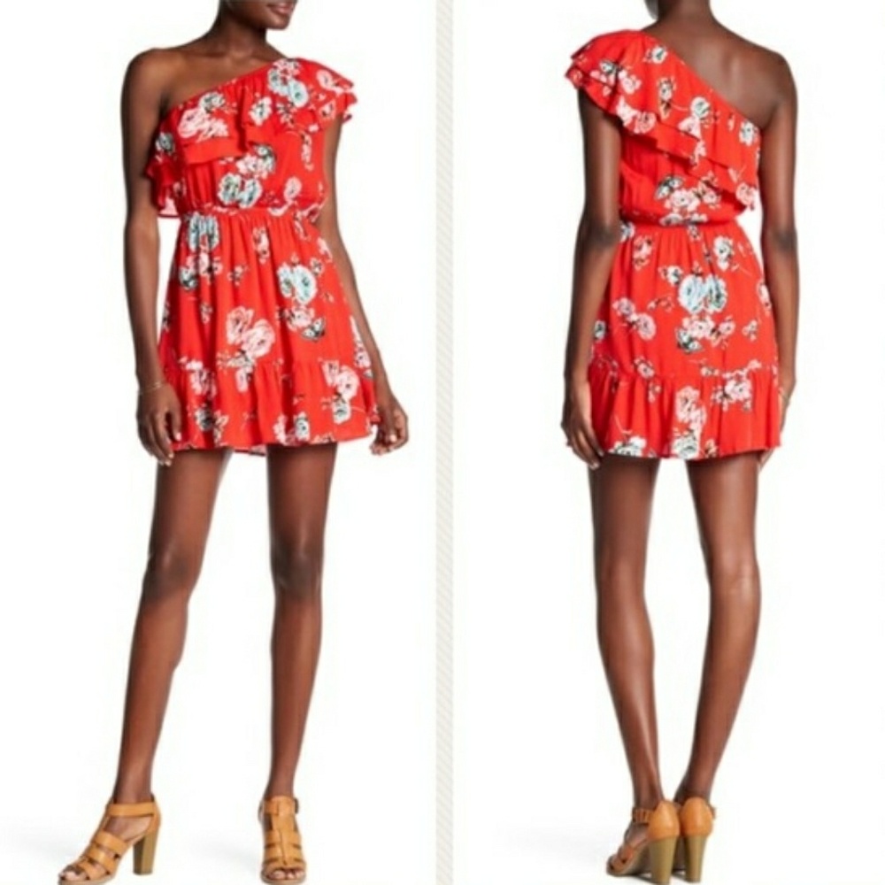 One Shoulder Ruffle Dress floral - Picture 6 of 7